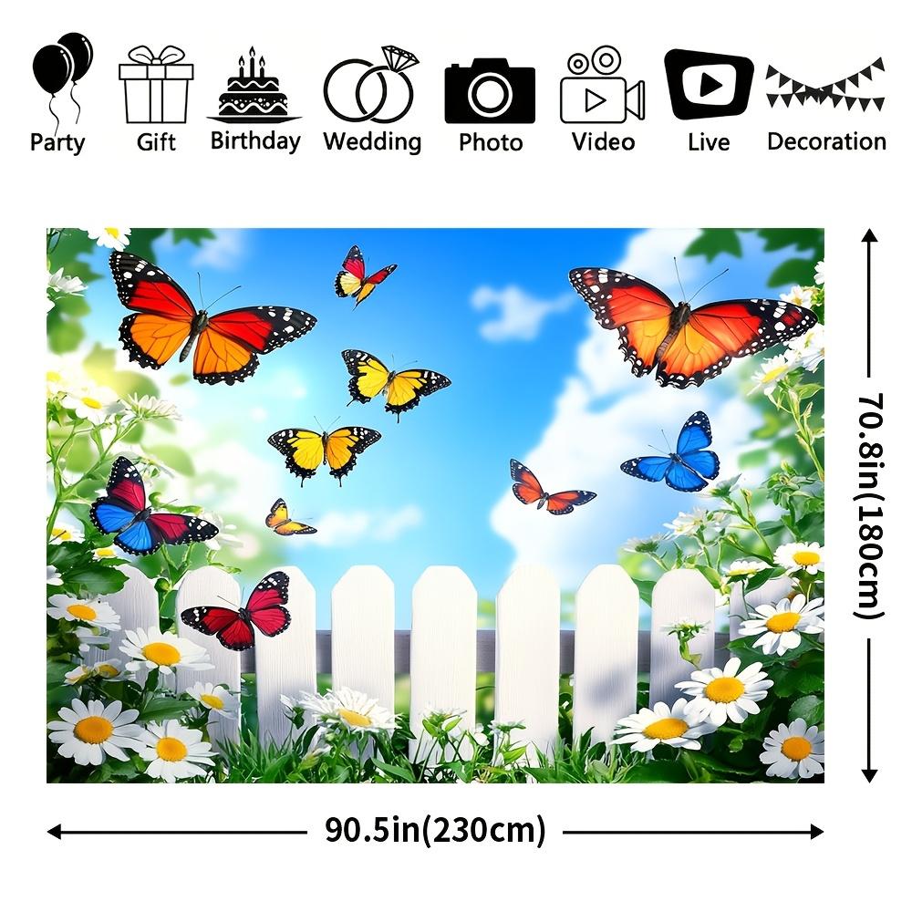 1Pcs Colorful Spring Flower Butterfly Decoration Background Backdrop For Photo Studio Photo Booth Party