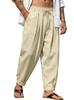 Men's long pants cotton and linen long pants beach pants solid color pants breathable vacation daily casual pants
