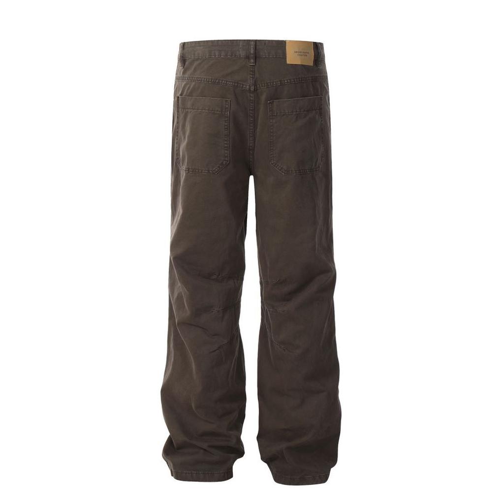 Work Pants for Men, Retro Washed Straight Leg Jeans, Slightly Flared