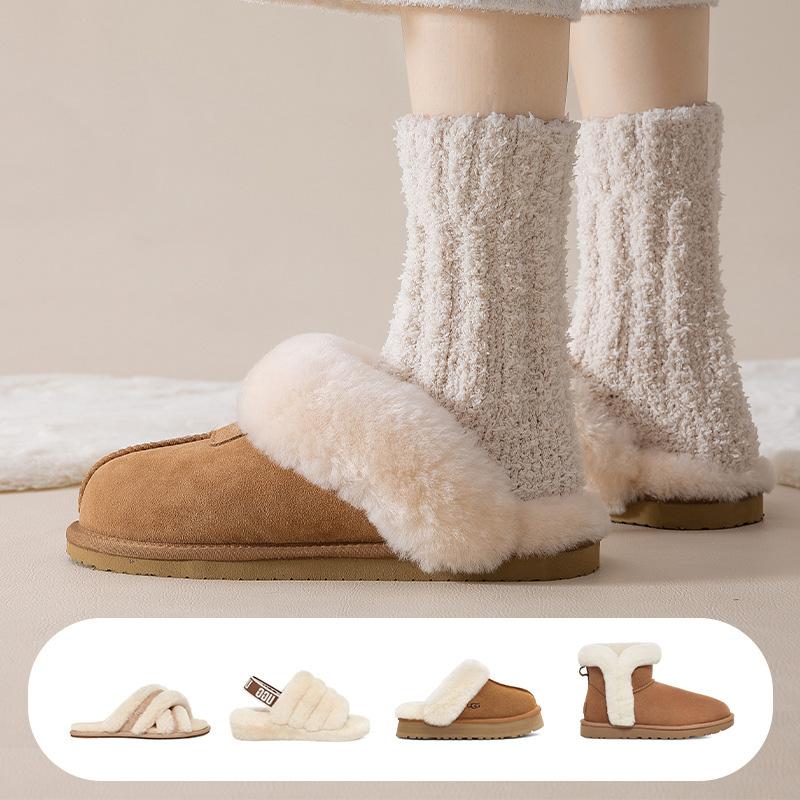 Coral velvet socks for women autumn winter thick warm couple home men's mid-tube sleeping socks plush moon floor socks