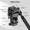 Neewer GM35 Tripod Fluid Head with Leveling Base Compact Metal with QR Plate and Telescopic for and Head Mounted Cameras and Maximum Load 5kg +/-7°