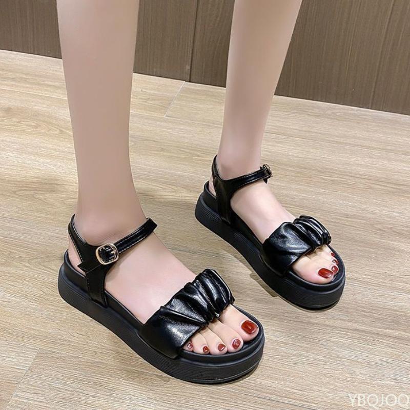 Fashion Trendy Summer New Women's Sandals Casual Daily Thick Bottom Non Slip Beach Solid Color Flat Sandals Sneakers Zapatos De Mujer