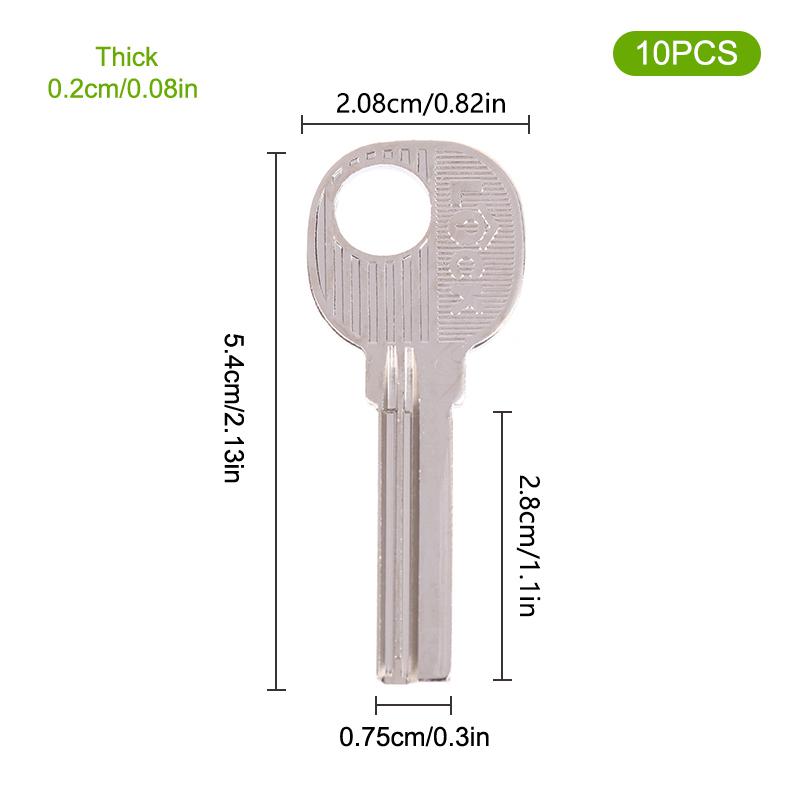 

10 шт. Металлический ключ-заготовка серебристого цвета, квадратный ключ-заготовка, замок с отпечатком пальца, кодовый замок, заготовка для электрического дверного замка 5.4*2.08cm