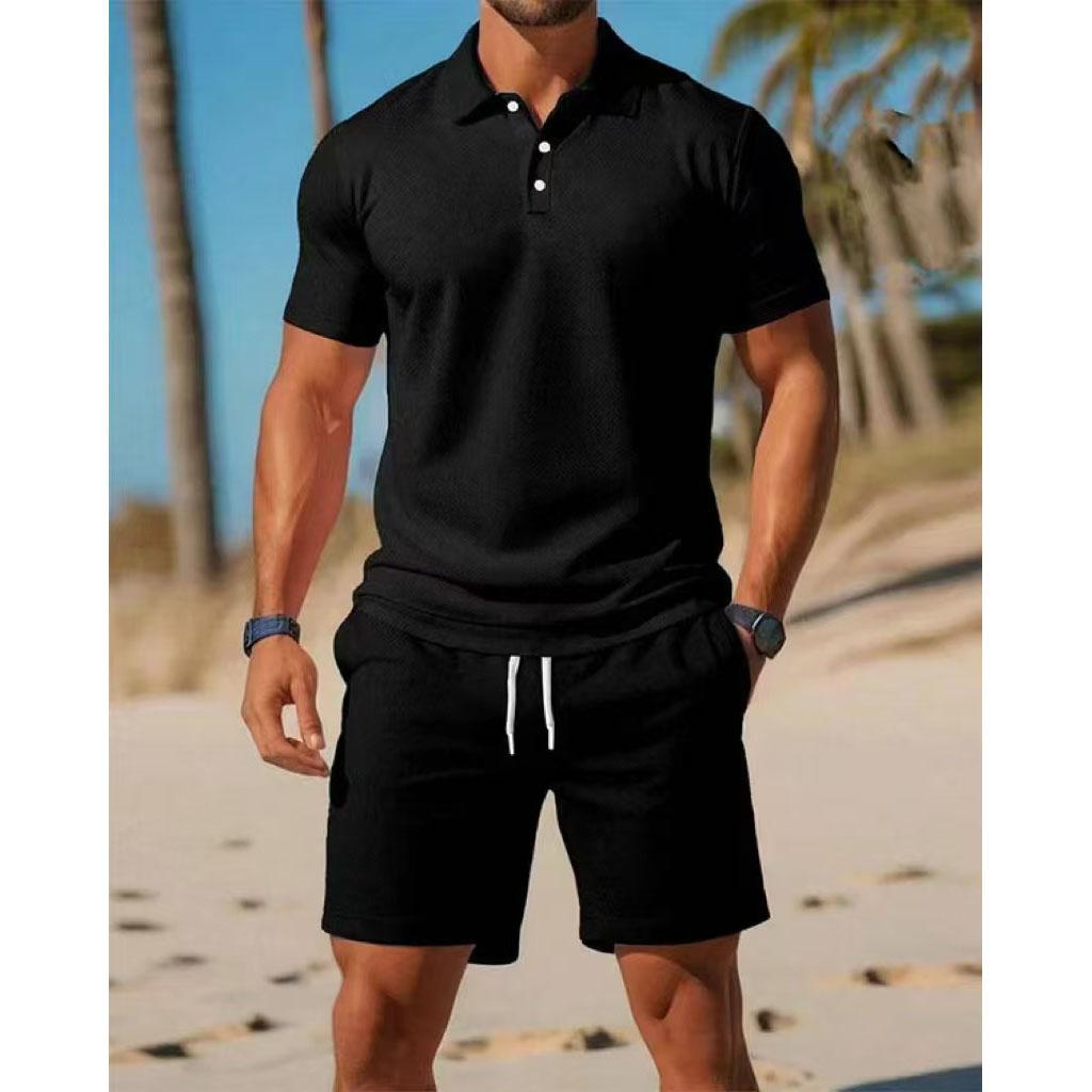Herren Sommer Lässig Sportlich Vielseitig Slim Kurzarm Modischer Shorts Anzug
