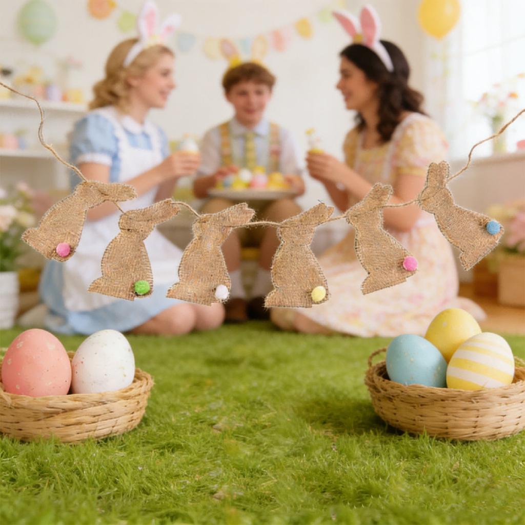 Easter Party Banner Linen Skewer Flag Banner