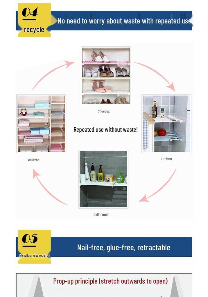Retractable High-Quality Wardrobe Divider Shelf - Practical Home Storage Solution