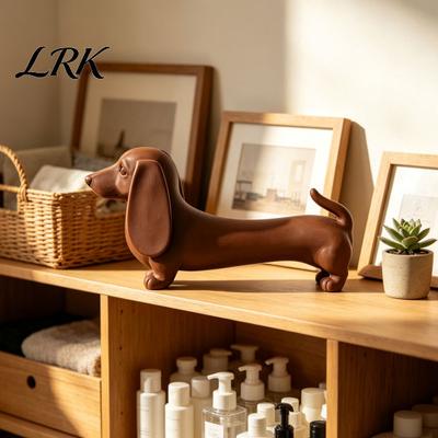 Moderní minimalistické pokojové doplňky Vintage figurka jezevčíka, soška jezevčíka, rustikální zvířecí dekorace na stůl, dekorace, ozdoba, roztomilá