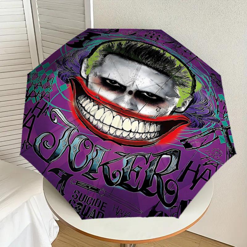 1PC Joker Suicide Squad Umbrella-8-Rib Reinforced, Automatic Open, Lightweight & Durable, Cute Fashion Accessory for Outdoor, D2635