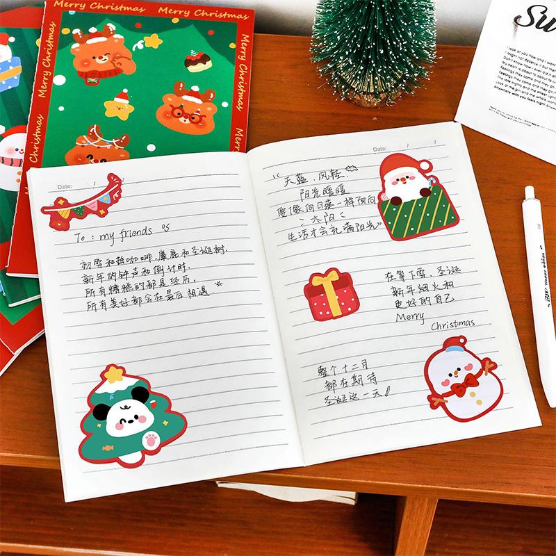 10Pcs Creative Christmas Stickers Kids Cartoon Decorations Stickers Student Diy Material Stationery Stickers Christmas Gifts