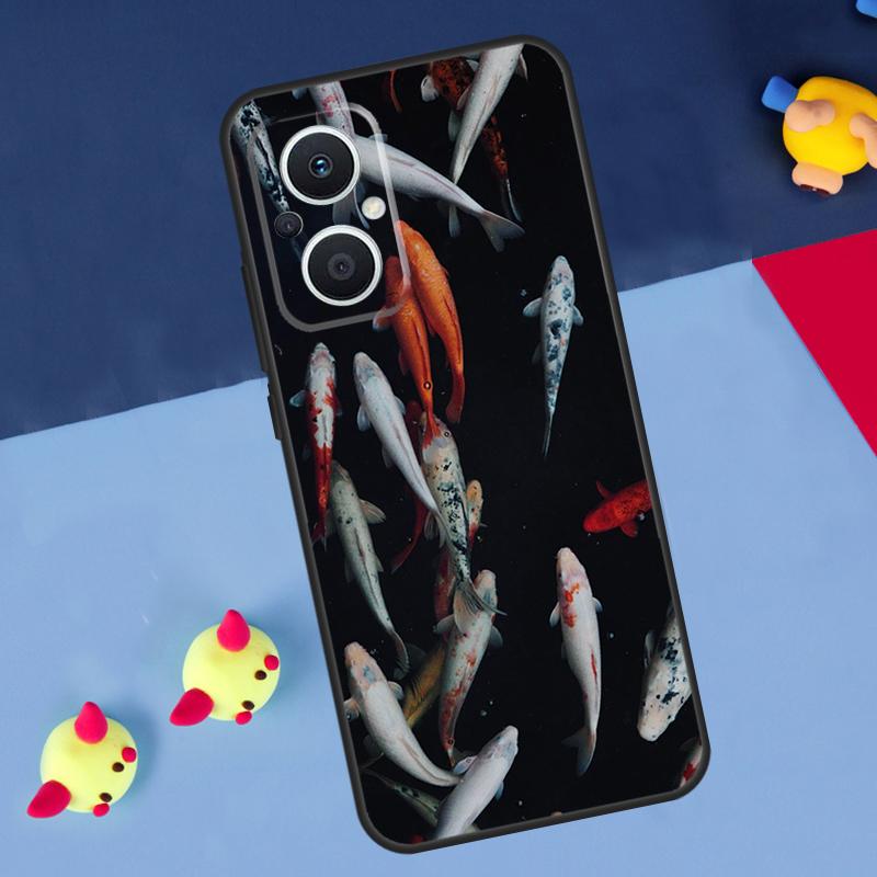 Koi Carp Fish Painting For OPPO Reno 12F 13F 14F 11F 10 11 12 13 14 Pro 8T 7 8 Lite OPPO Find X9 X8 X6 X5 Pro Case