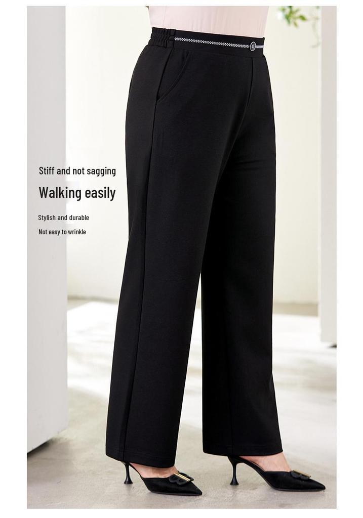 Plus Size High-Waist Slimming Chain Suit Pants for Women, 2026 Spring Collection - Drape Design, Conceal Flesh, Straight Leg Fit