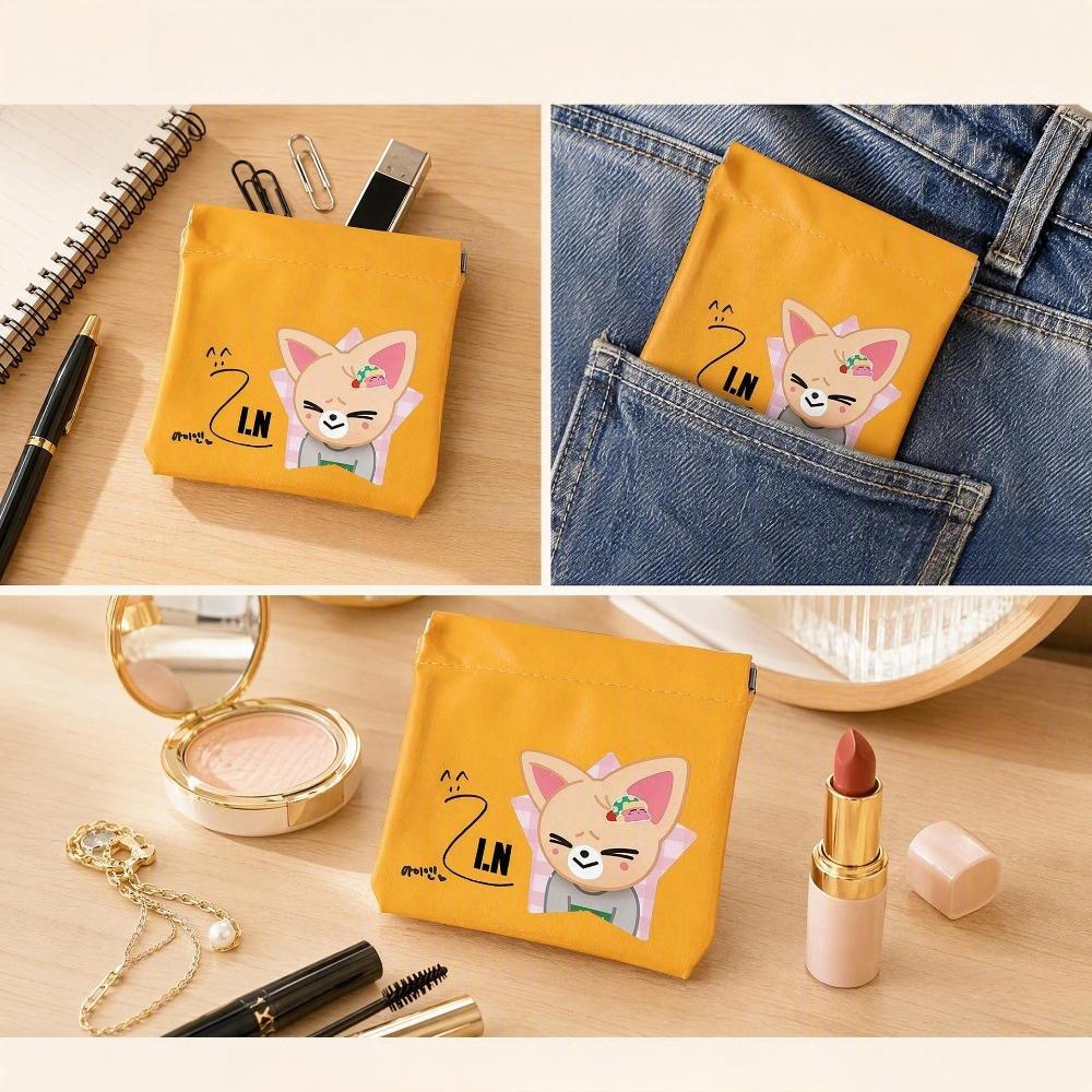 Stray Kids PU Leather Coin Purse Cute Cartoon Digital Storage Bag Portable Earphone Cable Lipstick Organizer Pouch Gift