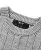 TRILLION Washable Boat Embroidered Cable Crew Neck Knit (Neutral Gray)