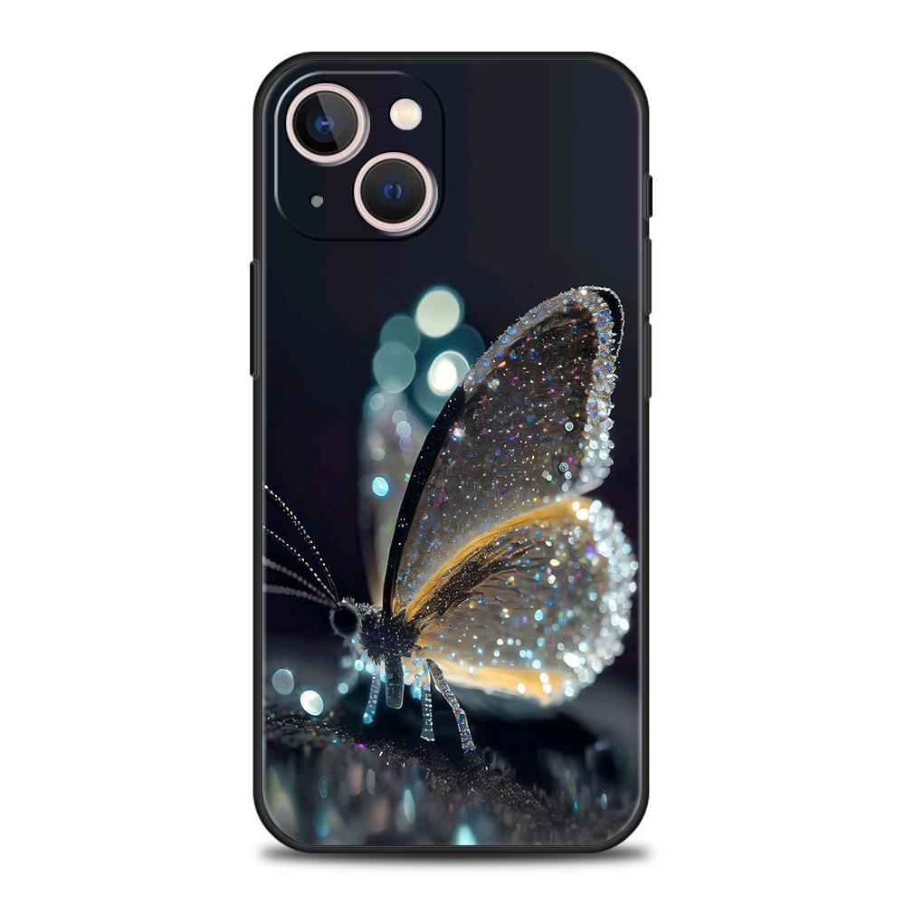 Luxury Butterfly Glitter Clear Phone Case for iPhone 16 15 14 13 12 Pro Max 11 Pro Max 7 8 Plus XS XR Shockproof Silicone Shell
