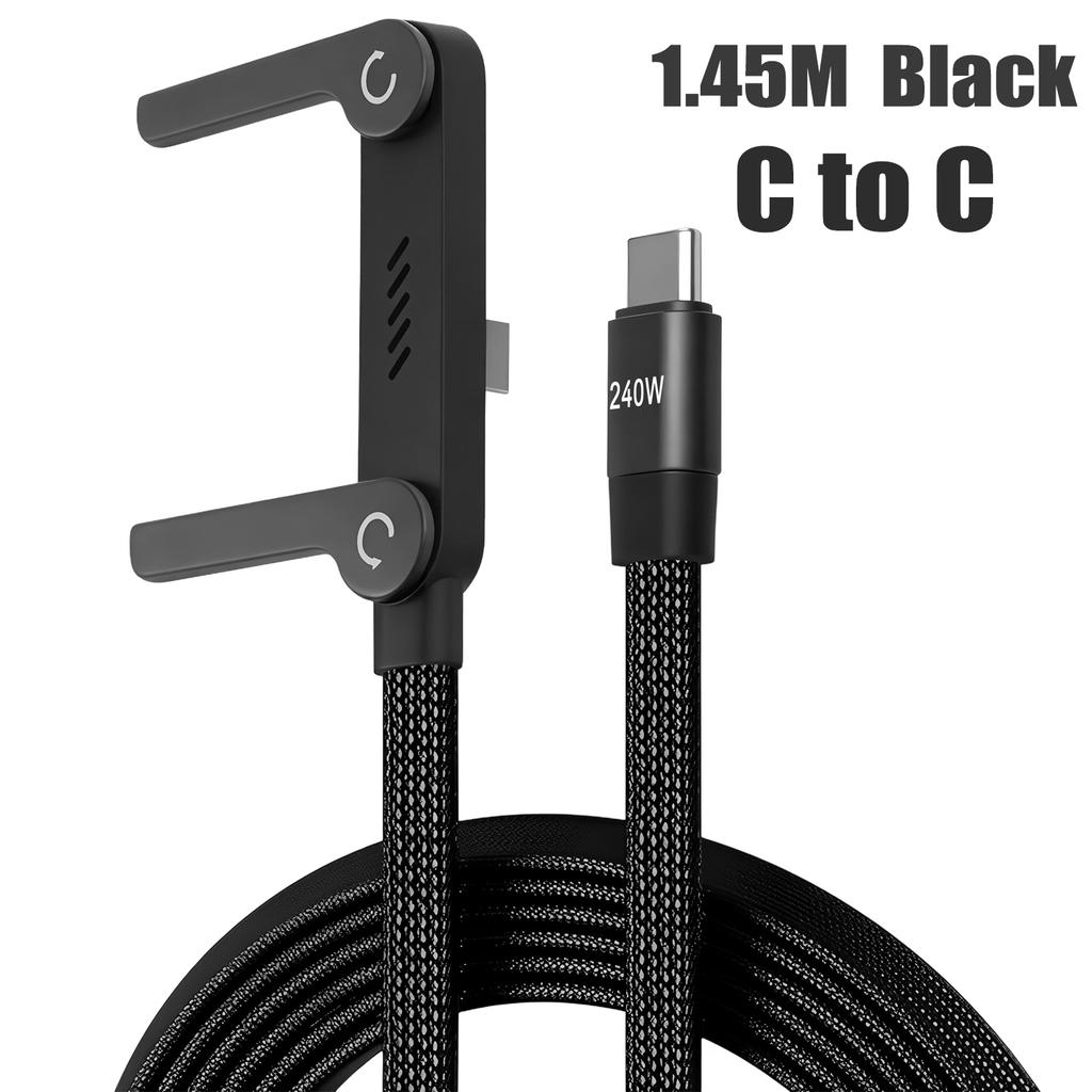 111W 1 in 1 USB A/Type C Fast Charging Cable With Foldable Phone Holder Type-C Quick Charge Data Wire For IPhone11 16 17 Samsung