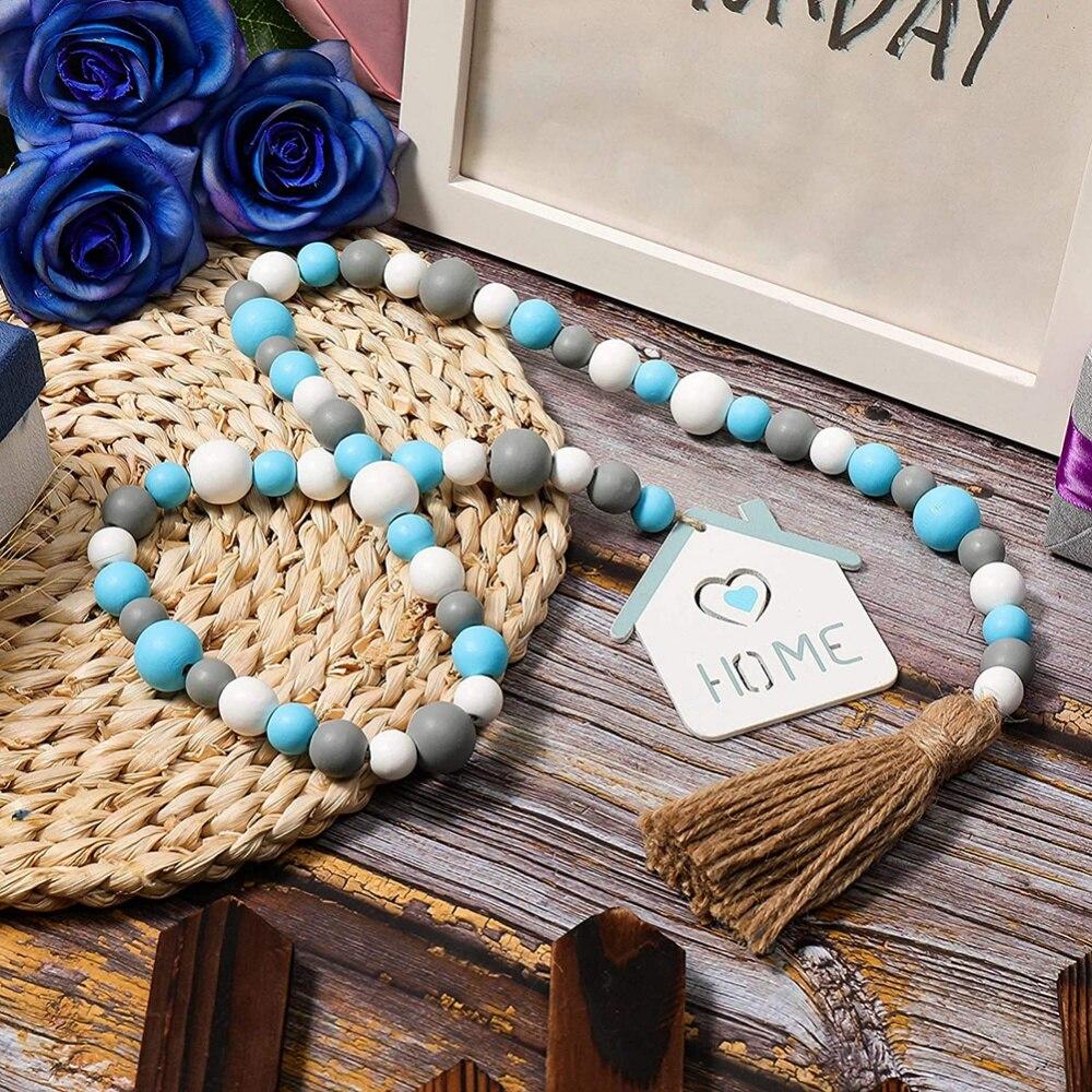 Wood Bead String Wood Bead Garland Farmhouse Beads Natural Prayer Wood String Beads Gifts Holiday Decorations