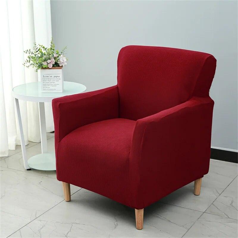 Solid Color Tub Club Armchair Cover Stretch Sloping Arm Back Slipcover Soft Single Small Chair Seater Sofa Covers For Home Club