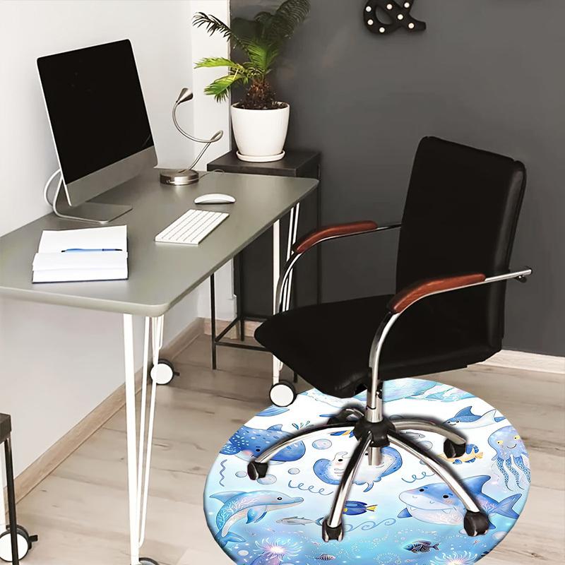 1PC Ocean Sea Creatures Non-Slip Floor Round carpet, Office, family, bedroom, Large Area Rug Indoor Rugs,  Durable Polyester-L0329