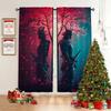 JIT 2pcs Floral Samurai Blackout Curtain   Design Rod Pocket Curtain   Polyester Window Decor for Home Decor.