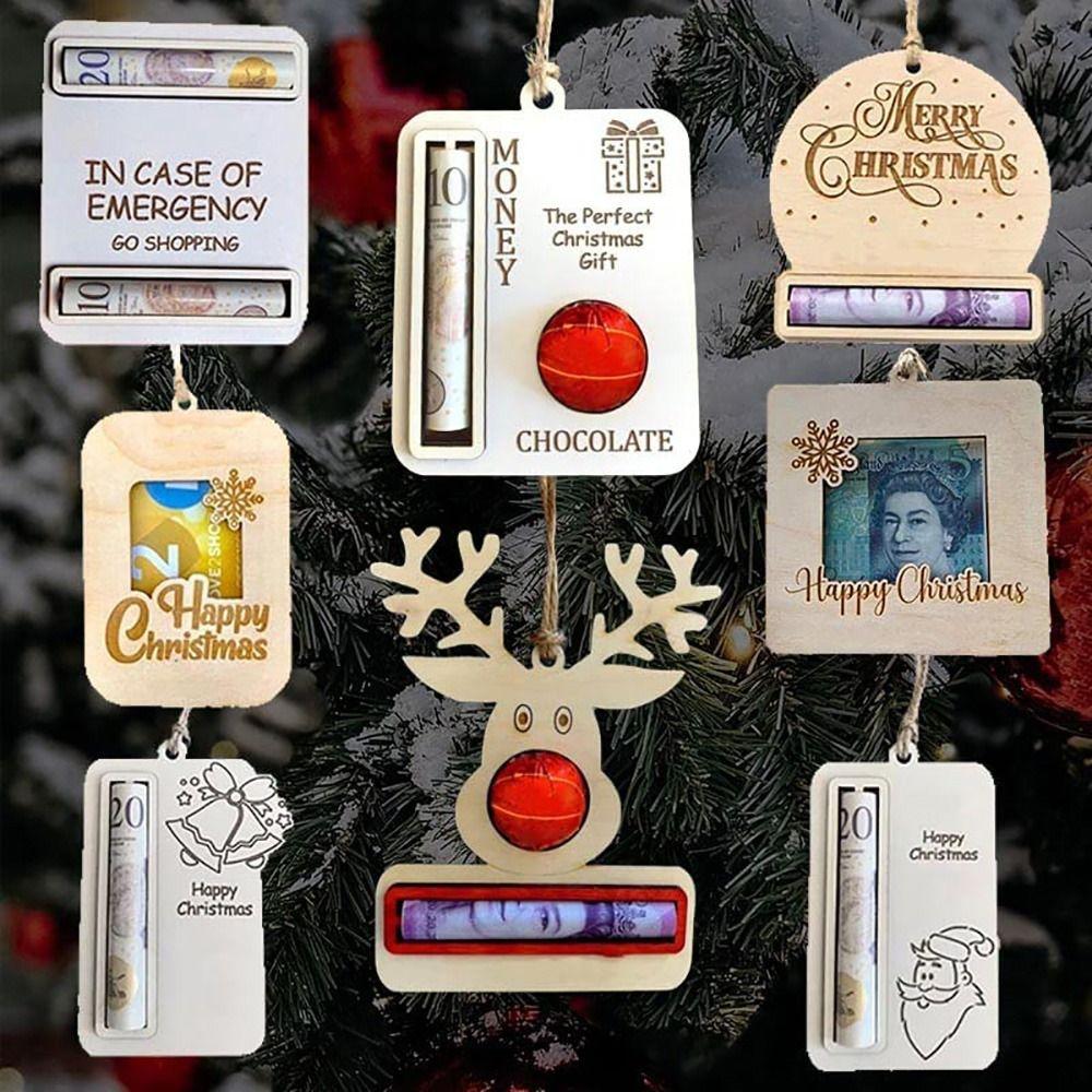 

Рождественский декор Лось Рождественские елочные украшения Подвесной кулон Рождественский уникальный держатель для денег Зажим для денег