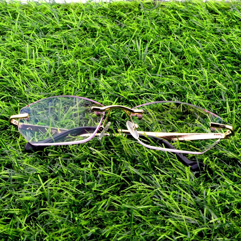 Rimless Luxury Gold Frame Hinge Exquisite Temples Diamond Cut Multilayer Coating Women Reading Glasses +0.75 To +4