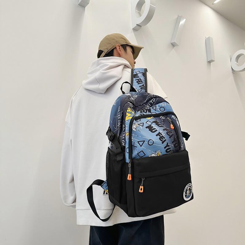 Gradient Color Graffiti Backpack for College Students In Junior High School and Senior High School