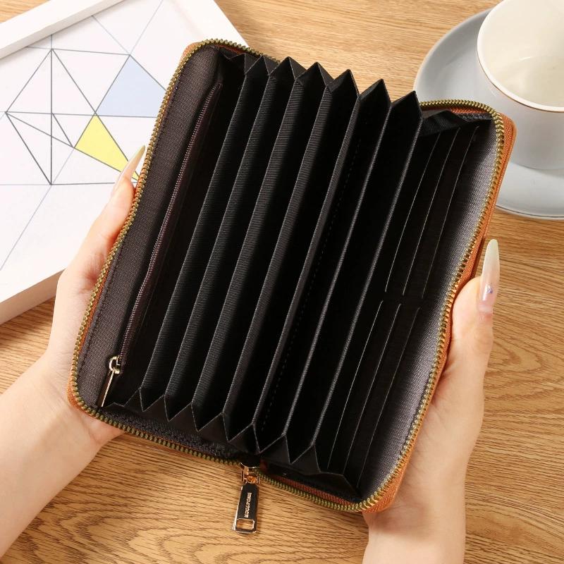 Einfache Leder Damen Geldbörse Herren Lang Reißverschluss Geldklammer Geldbörse Unisex Große Kapazität Kartenhalter Clutch