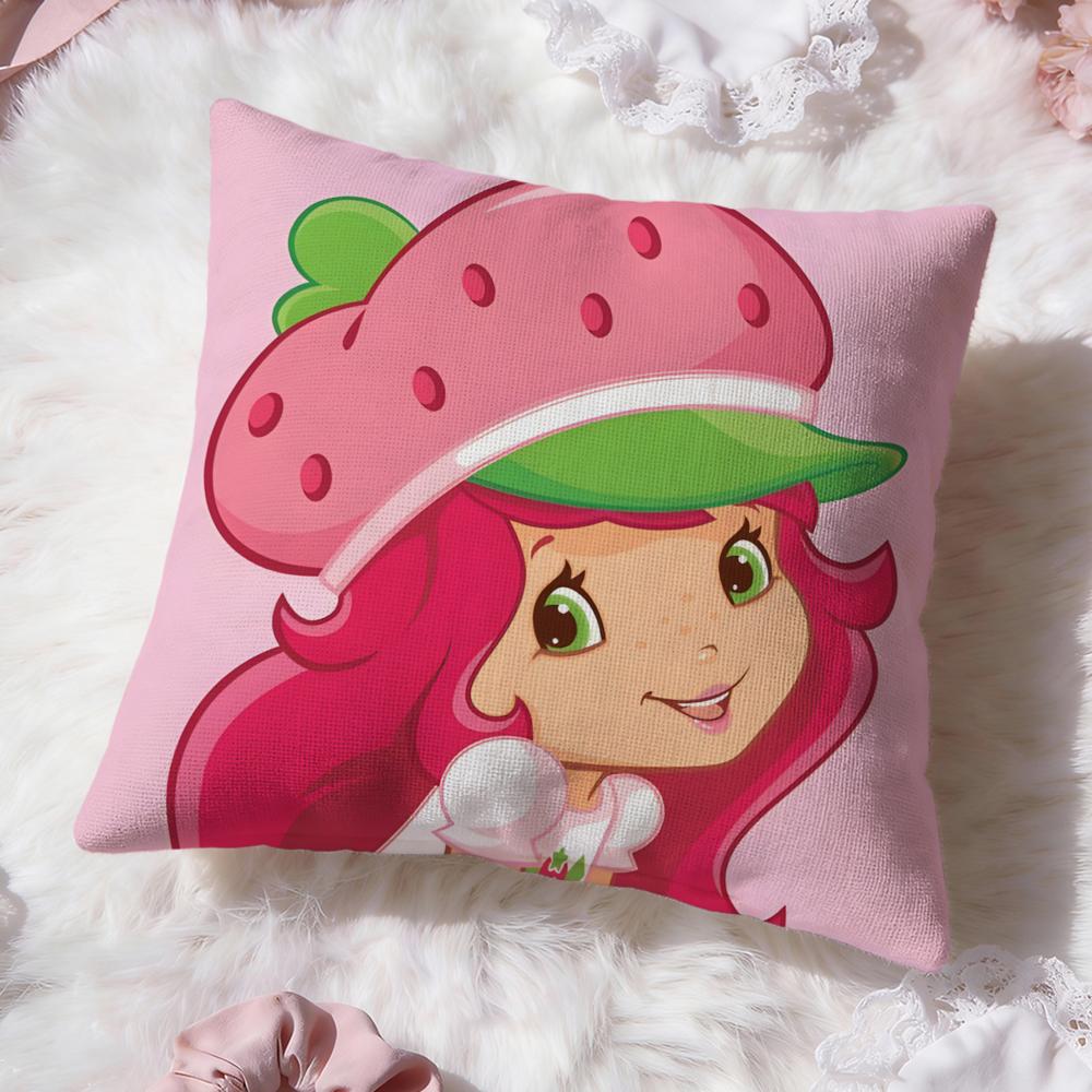 s-Strawberry Shortcake Cushion Cover Premium Comfort Reversible Pillow Cove -Two in One Design for Any Room & Car Interior