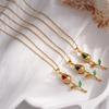 Elegant Colorful Zircon Tulip Flower Pendant Necklaces for Women Shiny Sweet Stainless Steel Chain Gold Color Charm Jewelry Gift