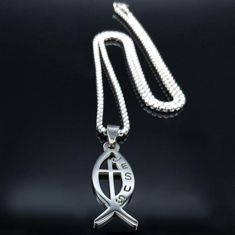 Hollow Fish Shape Cross Couple Accessories Pendant Necklace