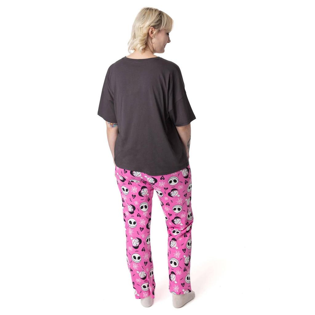 Nightmare Before Christmas Womens/Ladies Jack and Sally Short-Sleeved Long Pajama Set