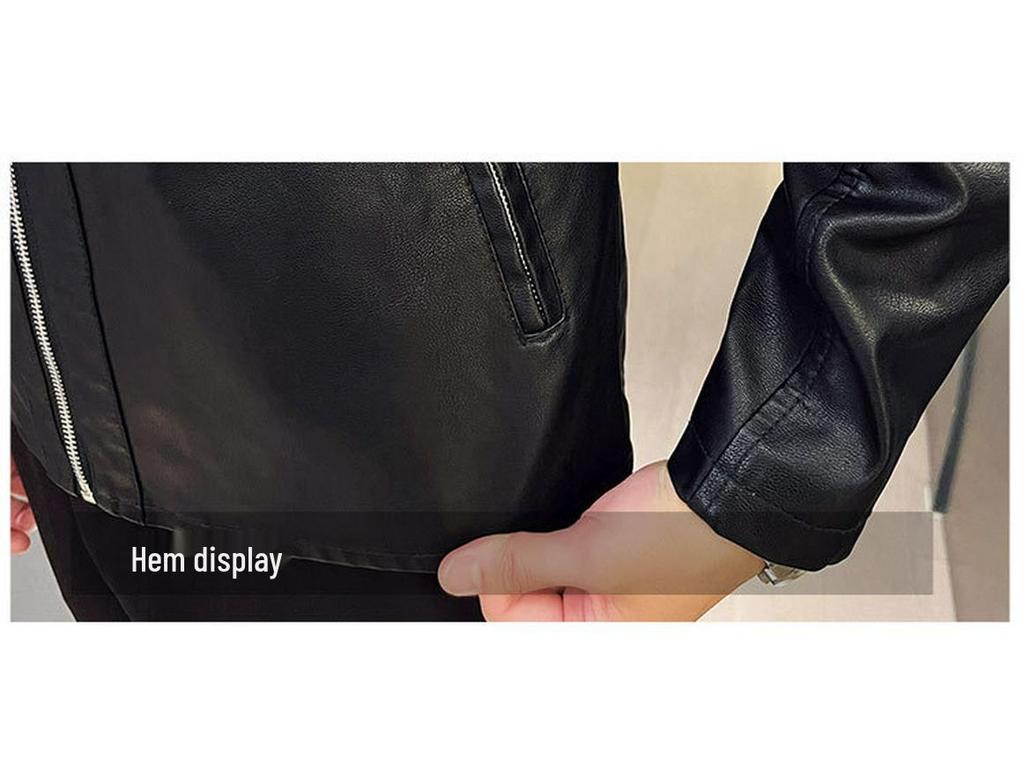 New Men's Slim Fit PU Leather Stand-Collar Jacket - Trendy Motorcycle Outerwear for Youth, Autumn/Winter.