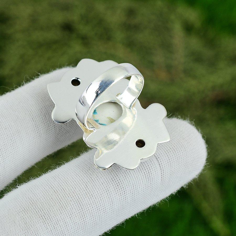 925 Sterling Silver Santa Rosa Turquoise Stone Citrine Solitaire Ring Jewelry