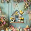 Yousheng Easter Wooden Hanging Sign, House Shape Tulip Flower Welcome Door Sign for Spring, Holiday, Indoor, Outdoor, Home, Porch, Front Door