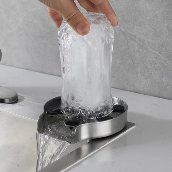 Vysokotlaký oplachovač skla 6 čepelí 9 otvorů Lis na EU zástrčku Automatické čištění Nerezová myčka na poháry Čistič Domácí bar Příslušenství ke kavárně