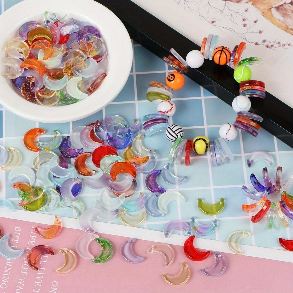 20/50/100pcs random color glass material star moon shape DIY bracelet necklace earrings keychain keychain pendant