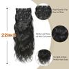 22Inch Black Synthetic Hairpieces 4pcs Long Wavy Hair Pieces 11 Clips in Hair Extension Natural Looking Heat Resistant for Women