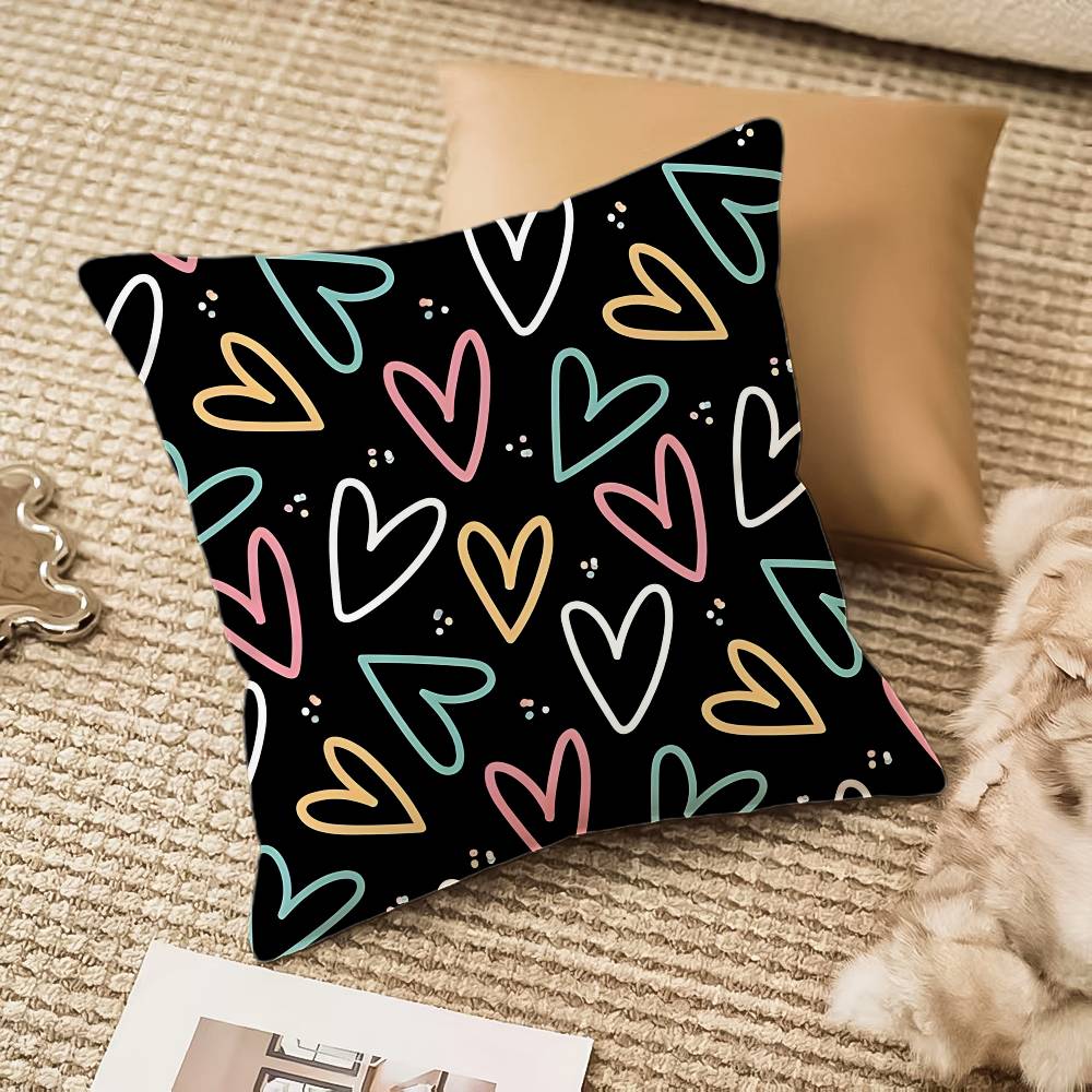 Fashion Love Heart Pillow Case Anti-dustmite Invisible zipper Sofa Bed