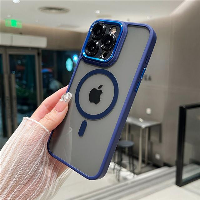 For iPhone 15 16 Pro Max Luxury Magsafe Magnetic Color Frame Transparent  Phone Case For iPhone 12 13 14 Plus Protective Cover