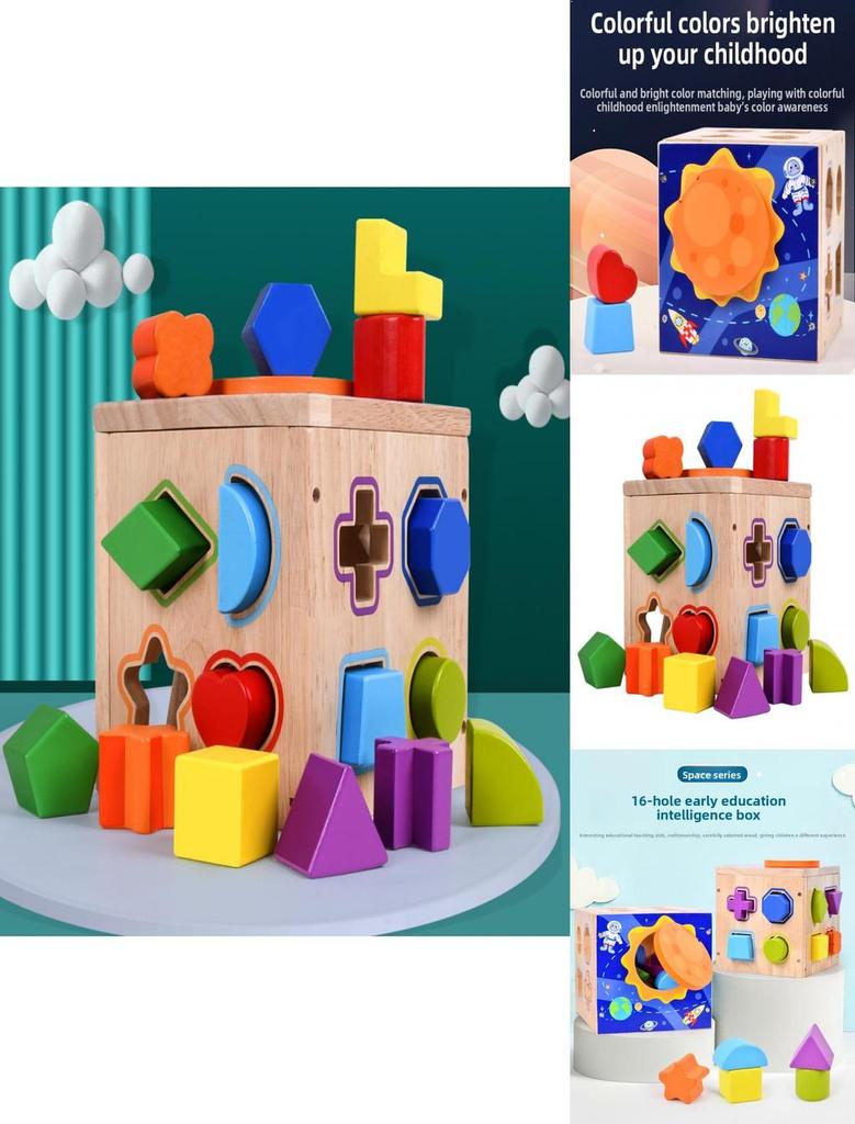 Wooden Geometric Shape Matching Blocks For Kids Educational Toy For Brain Development
