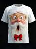 Creative Santa Claus Printed Men's T-Shirt Merry Christmas Casual O-neck Loose Short Sleeve Tops Fashionable Comfortable Breathable T-shirt