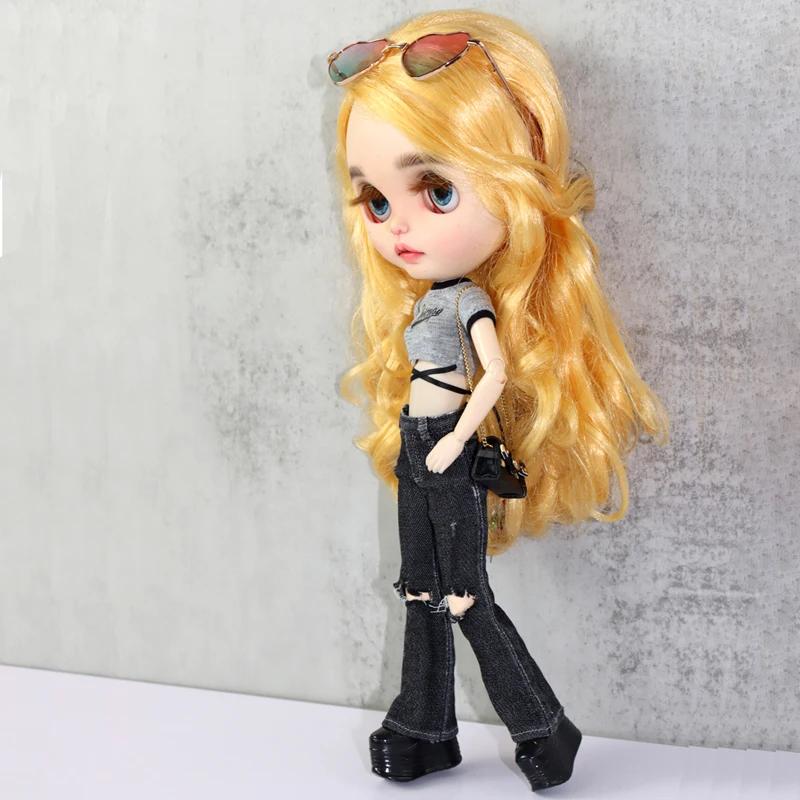 Para Ropa de Muñeca Blythe Pantalones Vaqueros de Campana para Muñecas Ob24 Ob22 Azone Conjunto