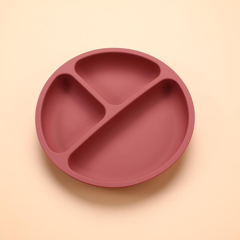 Food-Grade Silicone Baby Plate with Suction, Anti-Fall & Spill Features, Divided Sections for Infant Feeding