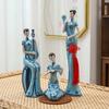Chinese Classical Figurine Cheongsam Lady Statue Living Room TV Cabinet Art Decor
