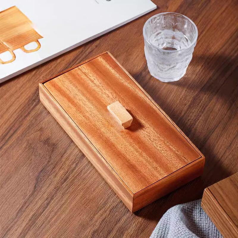ZISIZ Walnut Wooden Snack Storage Box with Lid