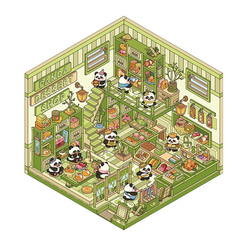 Christmas Theme Diy 3D Sticker Cartoon Pocket Cabin Scene Stacking And Pasting Festival Birthday Gift For Kids Student