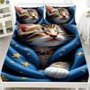1 Stück Spannbettlaken Lila Katze Drachenaugen Spinne Gedruckt 100% Polyester Atmungsaktives Bettwäscheset für Heimdekor Ohne Kissenbezug