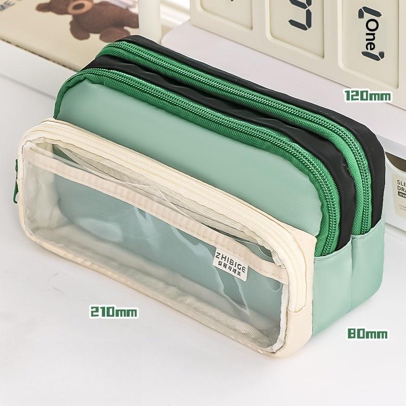 New New Color Block Pencil Case Transparent Large Capacity Creative Multifunctional Stationery Bag Japanese Style High Aesthetic