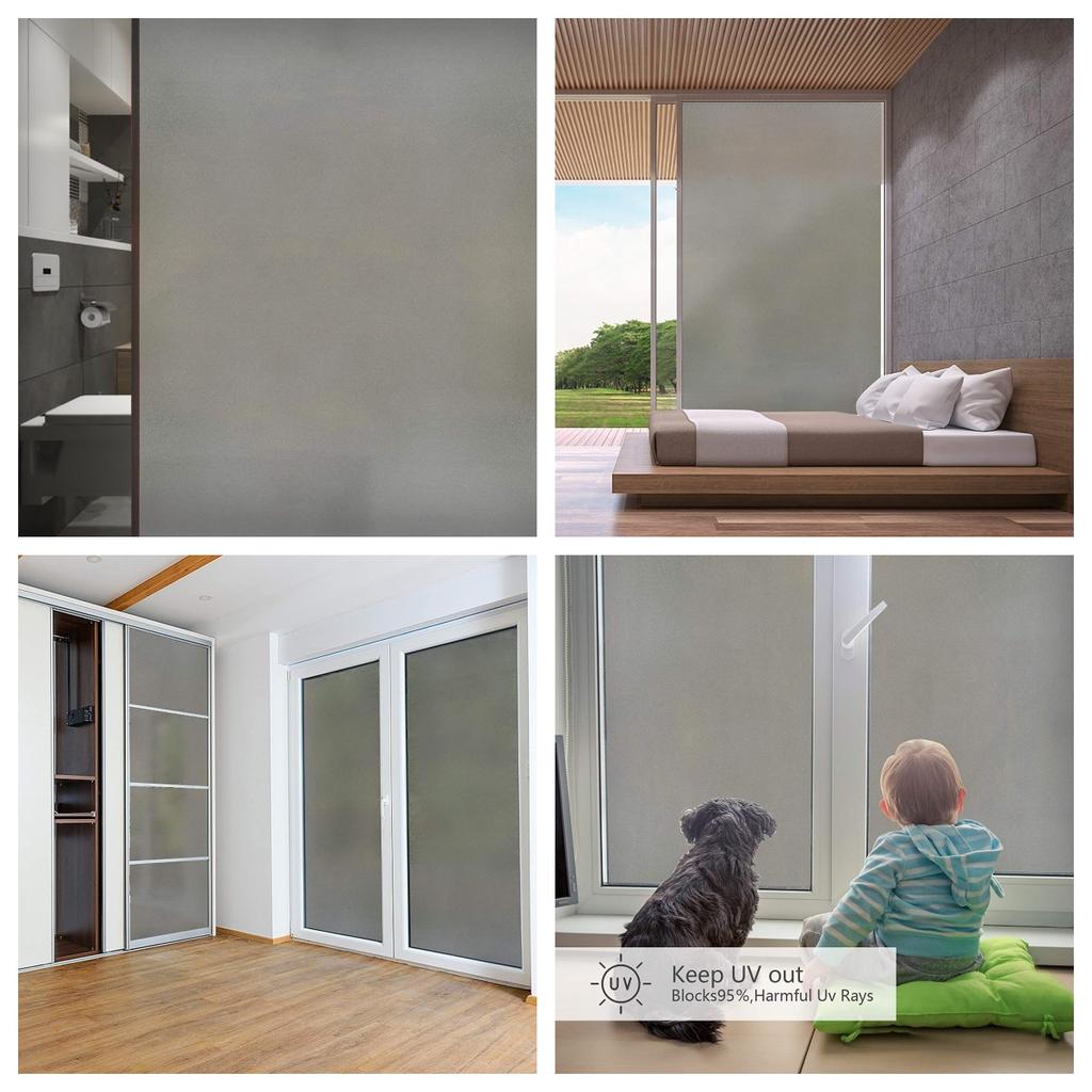 Sivá matná okenná fólia, ochrana súkromia, vitrážová fólia, statická samolepiaca fólia, matná UV ochranná sklenená vinylová fólia pre domácnosti