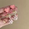 Sommer Pink Pfirsich Herz Kirsche Ohrringe Perlen Maiglöckchen Katzenaugen Perlenohrringe Süßes Temperament Ohrringe Eleganter Schmuck